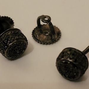 10kt Black Gold Black Diamond Screw Back Earrings